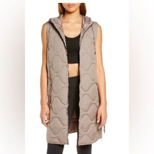 Zella Quilted Longline Vest, XL, Worn once!